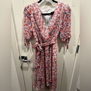 Pre Loved Tommy Hilfiger Floral Midi Chiffon Dress Size S